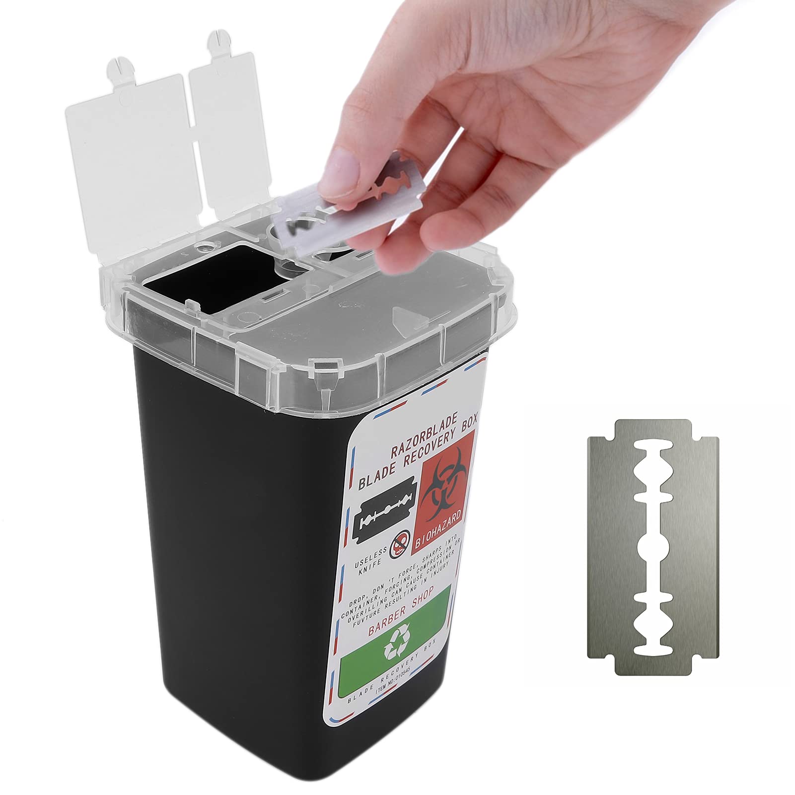 Contenitore per Lame in Plastica Resistente Agli Agenti Chimici, Smaltimento Lame, Nero