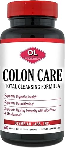 Olympian Labs Cuidado del colon, 60 cápsulas vegetales, salud digestiva, desintoxicación, sistema inmunológico saludable, 30 porciones