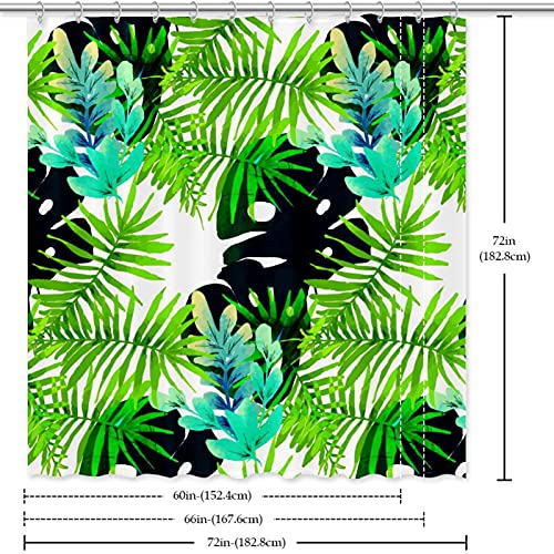 Rideau de douche feuille verte imprimé jungle 183 cm avec oeillets robustes