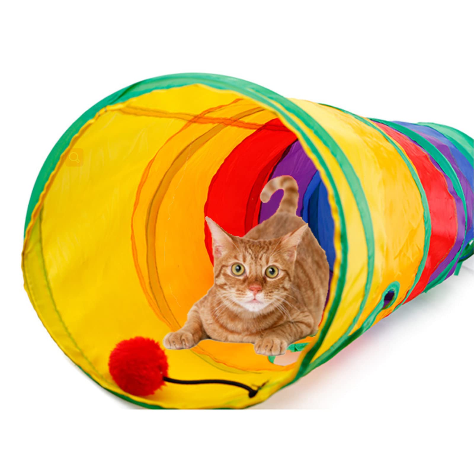 32 juguetes interactivos para gatos, juguetes para mascotas, túnel plegable de arco iris, varita interactiva de plumas de gato, juguete de plumas esponjosas, bolas arrugadas, juego de campana para