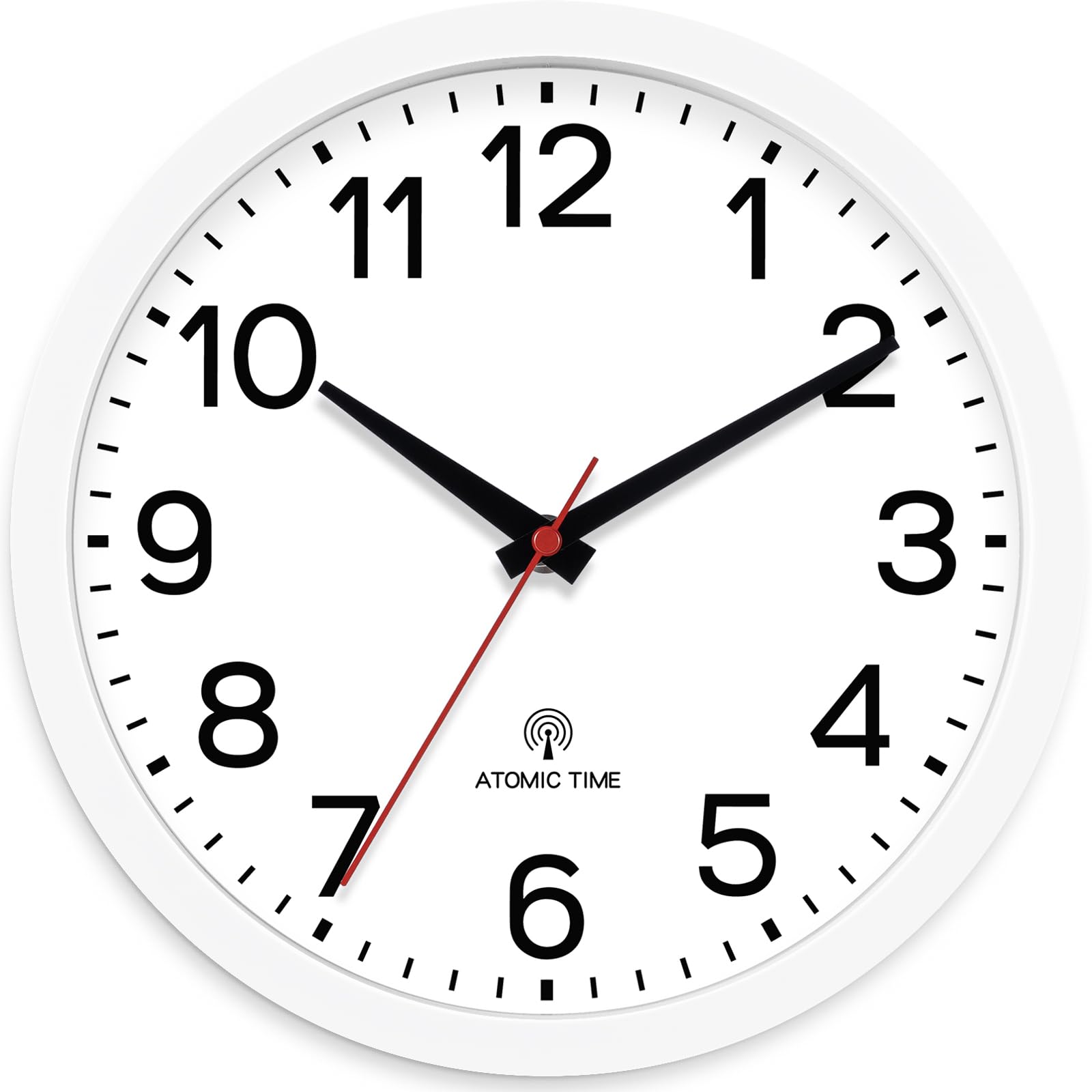 AKCISOT 10 Inch Wall Clock, Silent Battery Operated Analog Clock, White