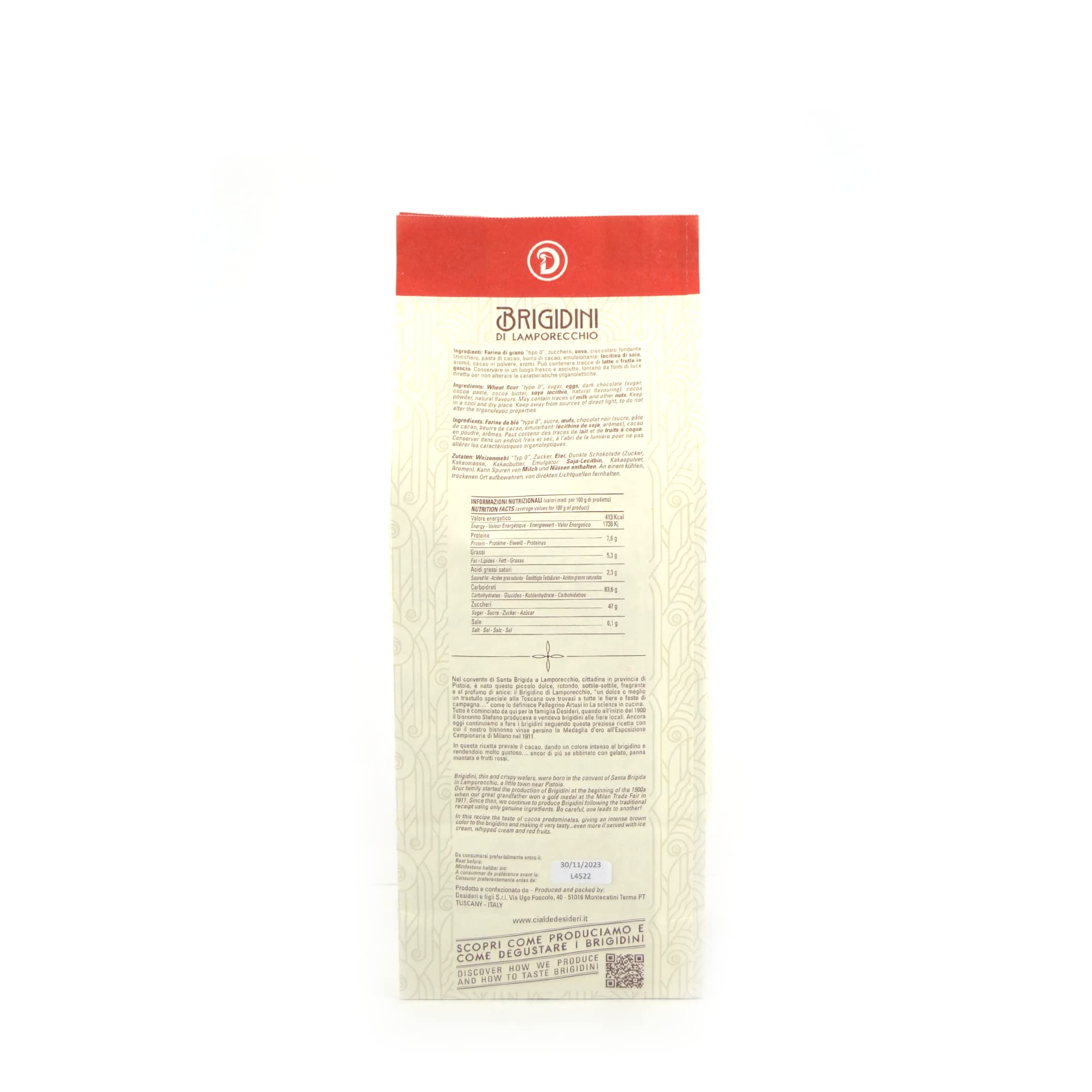 Lata de 450 g (10 unidades) Vainas de Montescatini + 400 g de brídeos de frambuesa sabrosos al cacao para acompañar té y café