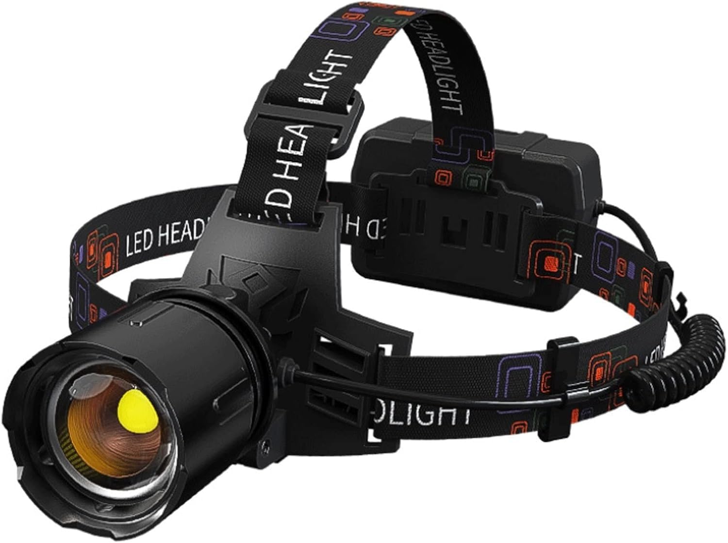 Lampa czołowa LED, mocny knot z czterema rdzeniami, zoom teleskopowy SLR, zasięg napromieniowania 300 m, dla dorosłych i dzieci, sprzęt turystyczny i kempingowy ls