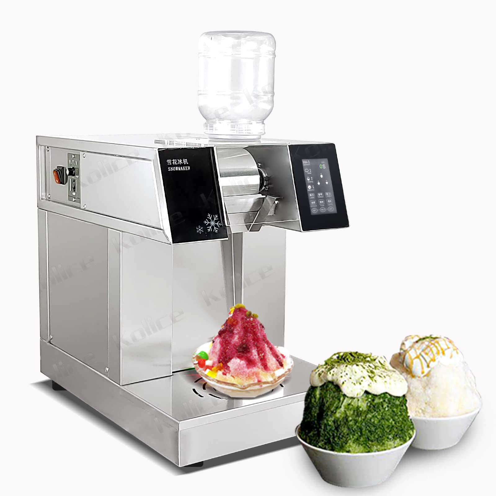 Kolice Commercial Automatically Electric Ice Crusher Shaver, Snow Flake Ice Shaver Machine, Snow Cone Maker Machine, 407lbs/day, Water Cooling, for Commercial, Household Use