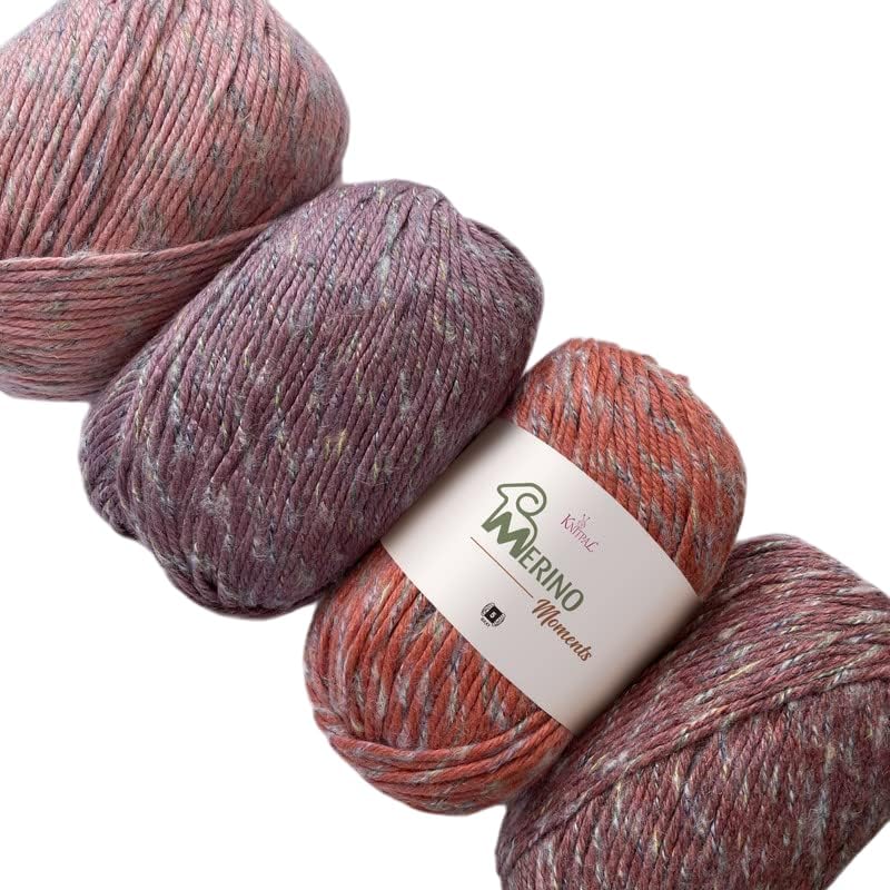 Merino Moments Chunky Merino Wool Yarn for Crocheting, 4 Skeins, 456Yds/400G, Free Patterns - Variegated Yarn for Knitting - #5 Bulky Weight - Pink Pack