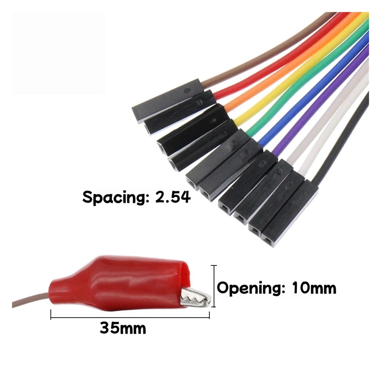 Farbiger Dupont-Draht mit Krokodilklemmen, männlich/weiblich | Testen Sie Kabel mit Dupont-Steckern und Krokodilklemmen. Zur einfachen Identifizierung farbig.(20CM-Male,5 PCS)
