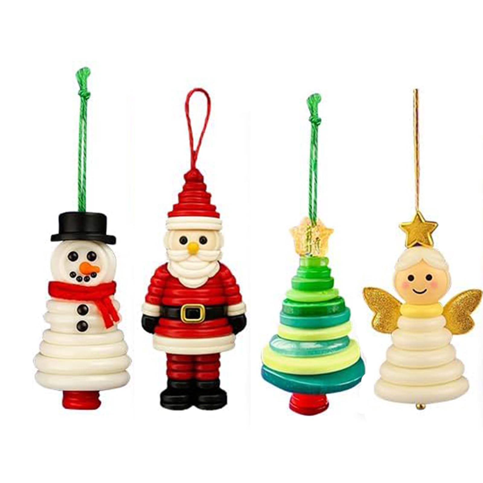 DIY Button Snowman Ornament Kit - Fun Xmas Party Tree Hanging Decorations, All-In-One Colorful Christmas Button Craft Making Set, Make Your Own Snowman/Santa/Angel/Christmas Tree (A6)