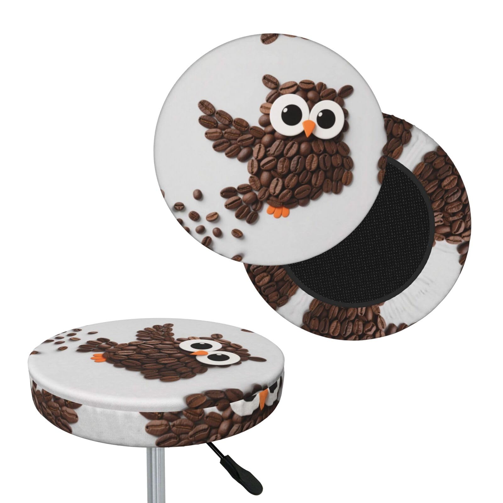 FekiLoot Cute Owls Round Bar Stool Covers Stretch Washable Bar Stool Covers Dustproof Slipcover Bar Chair Covers with Elastic Band for Bar Kitchen Living Room Decor 12 Inch