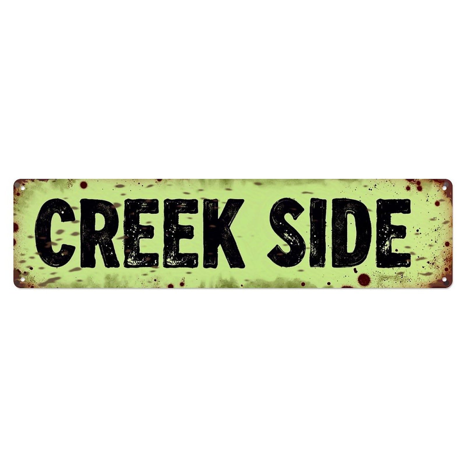 Creek Side Grunge Text Pattern Metal Tin Sign Plaque