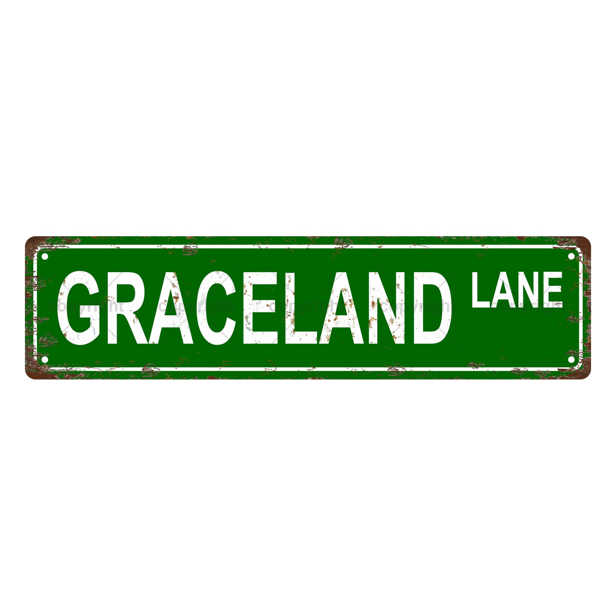 Graceland Lane Music Metal Tin Street Sign Bar Cafe Garage Cave Home Room Wall Bathroom Farmhouse Garden Porch Patio Decor,4x16 Inch