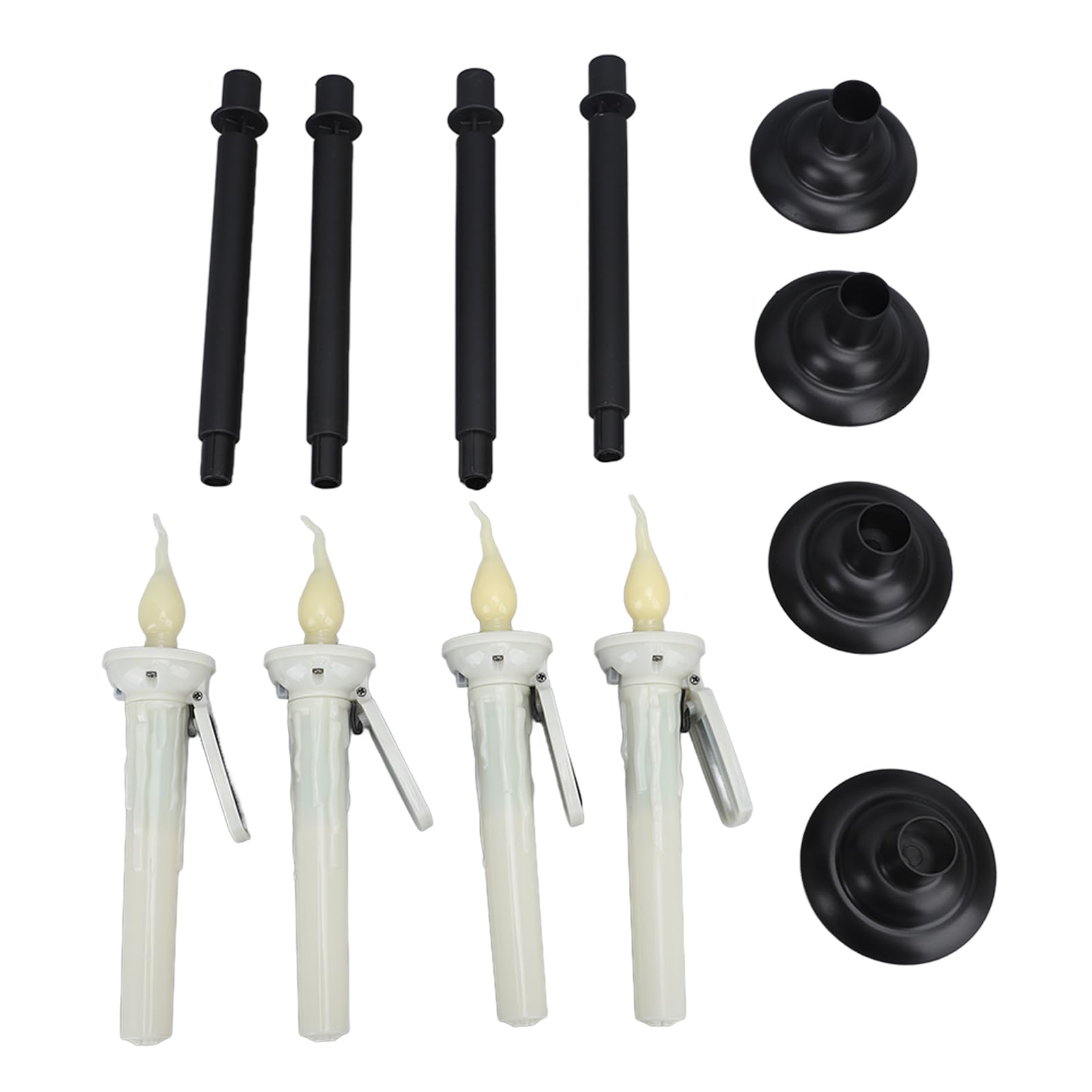 Solar Powered Waterproof Outdoor Candles 4pcs Taper LED Rechargeable Battery Operated Flameless Candles With Flickering Warm Light For Window Yard Lamp