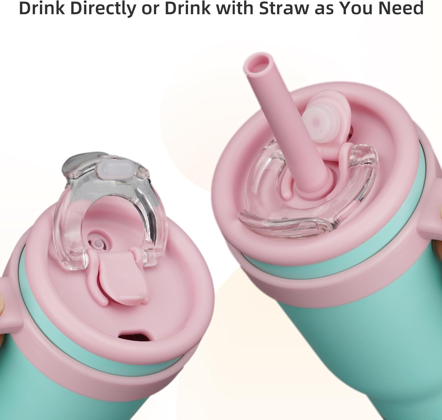 BJPKPK 14 OZ Insulated Travel Tumbler with Handle and Straw, Stainless Steel Water Bottle, Double Wall Vacuum Insulated Mug, for Work, Car, Travel, Guava - Image 4