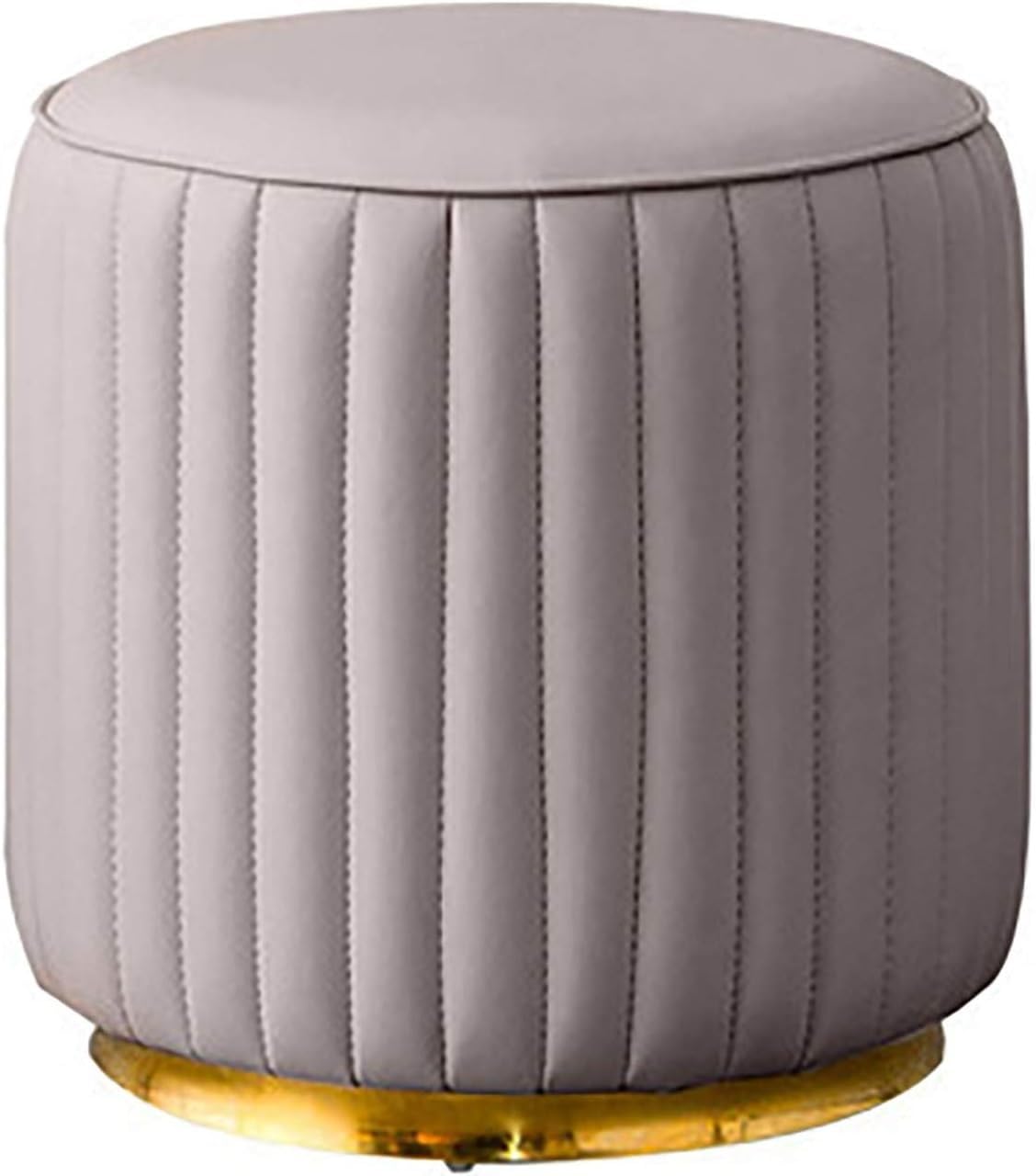 Taburete pequeño de cuero resistente para solucionar falta de espacio en gris