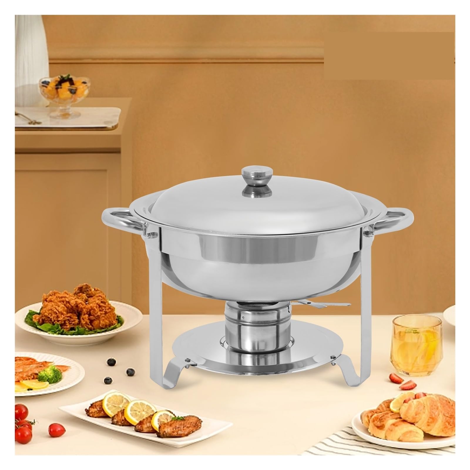 Juego De Buffet 1,19 Galones, Calentador Alimentos Acero Inoxidable, Ideal For Fiestas Y Reuniones Calor Duradero