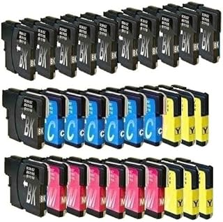 30 ink Cartridges compatible with Brother LC1100 LC 1100 LC980 LC 980 (12x black 6x cyan 6x magenta 6x yellow) LC1100BK LC1100Y LC1100C LC1100M LC980BK LC980Y LC980C LC980M MFC-250C MFC-255CW MFC-290C MFC-295CN MFC-297C MFC-490CN MFCJ615W MFC-5490CN MFC-5890CN MFC-5895CW MFC-790CW MFC-795CW MFC-6490CW MFC-6890CDW MFC-990CW DCP-145C DCP-163C DCP-165C DCP-167C DCP-185C DCP-195C DCP-365CN DCP-373CW DCP-375CW DCP-377CW DCP-383C DCP-385C DCP-387C DCP-395CN DCP-585CW