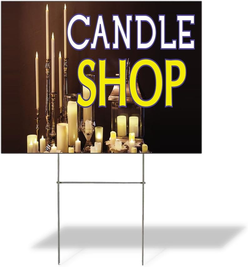 Fastasticdeals Weatherproof Yard Sign Candle Shop Outdoor Advertising Printing Lawn Garden Stores 18x12 Inches 2 Sides Print
