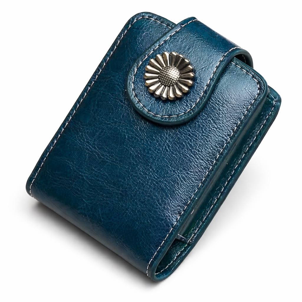 Portable Vintage Cosmetic Case with Mirror | Mini Lipstick Holder and Organizer | Faux Leather | Travel Essential Item (Peacock Blue)-image-18