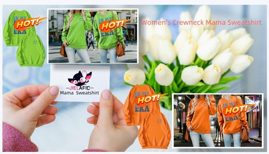 In My boy 's mama Era Sweatshirtfor Women,Women Funny Mama Sweatshirt Casual Letter Print Long Sleeve Pullovers Tops - Image 2