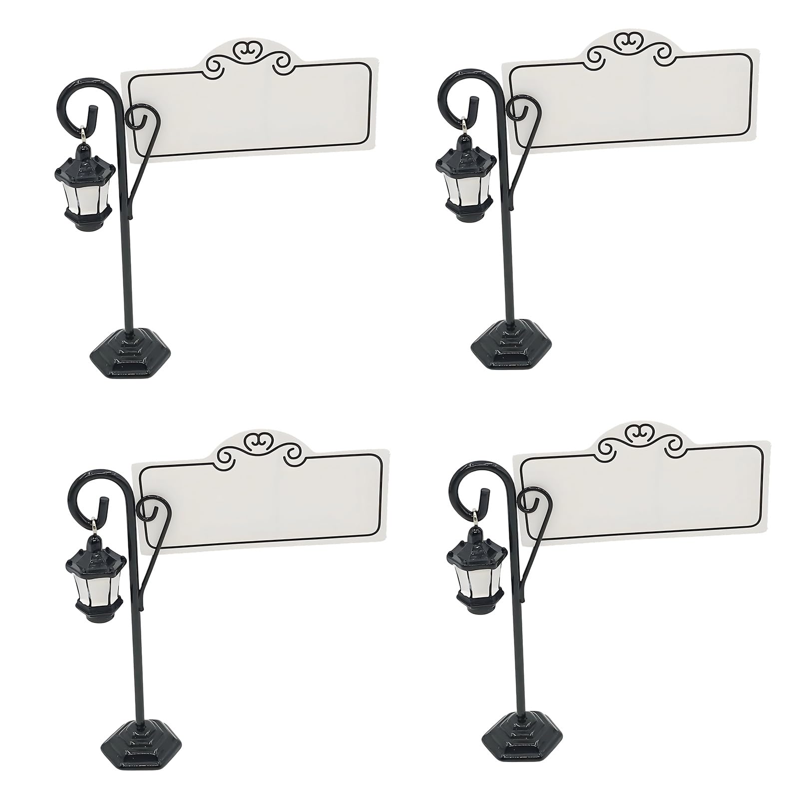 Msioytog 4Pcs Metal Street Lamp Card Holder Picture Display Stand Metal Note Memo Holder Street Bright Card Owner
