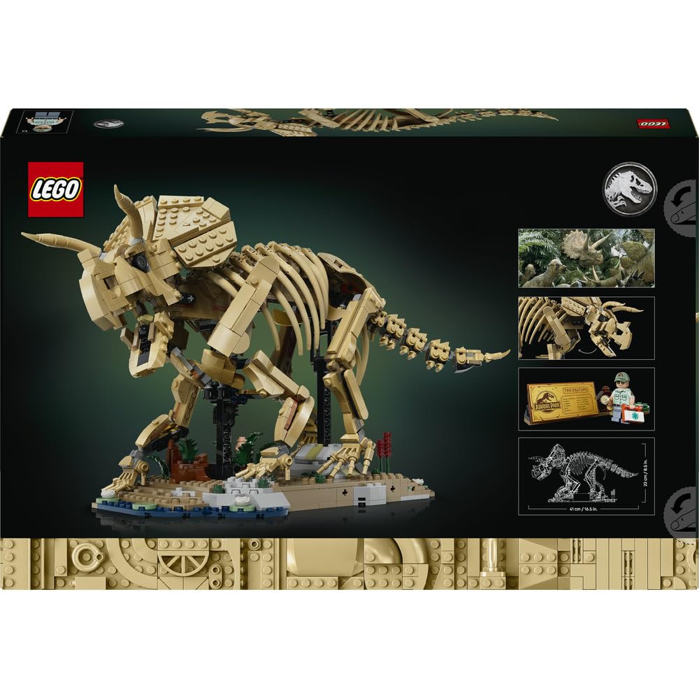 LEGO Jurassic World Szkielety dinozaurów: triceratops 77985 | Kolekcjonerska figurka, model triceratopsa, prezent dla fana dinozaurów, zestaw dla dorosłych do ekspozycji, 1154 elementy