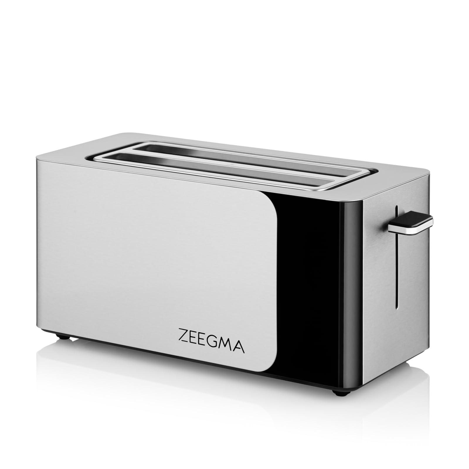 ZEEGMA TOSTEE SMART Tostadora de Pan de 4 Rebanadas de Acero Inoxidable, Soporte para Panecillos 1500 W, Descongelar, Recalentar y Parar, Bandeja para Migas, Panel Táctil con Temporizador, 6 Niveles