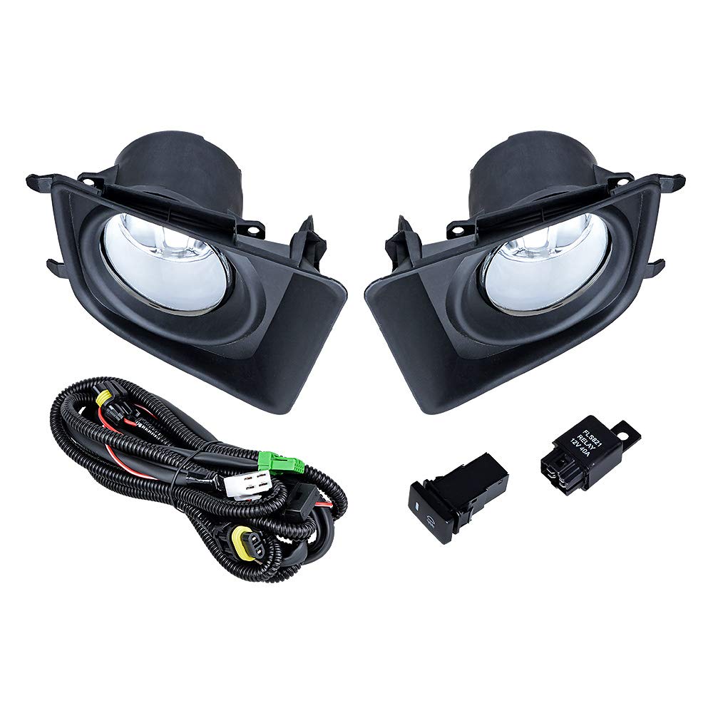 1 Pair Real Glass Front Bumper DRL Fog Lights Kit Compatible with Toyota Tacoma 2012 2013 2014 2015