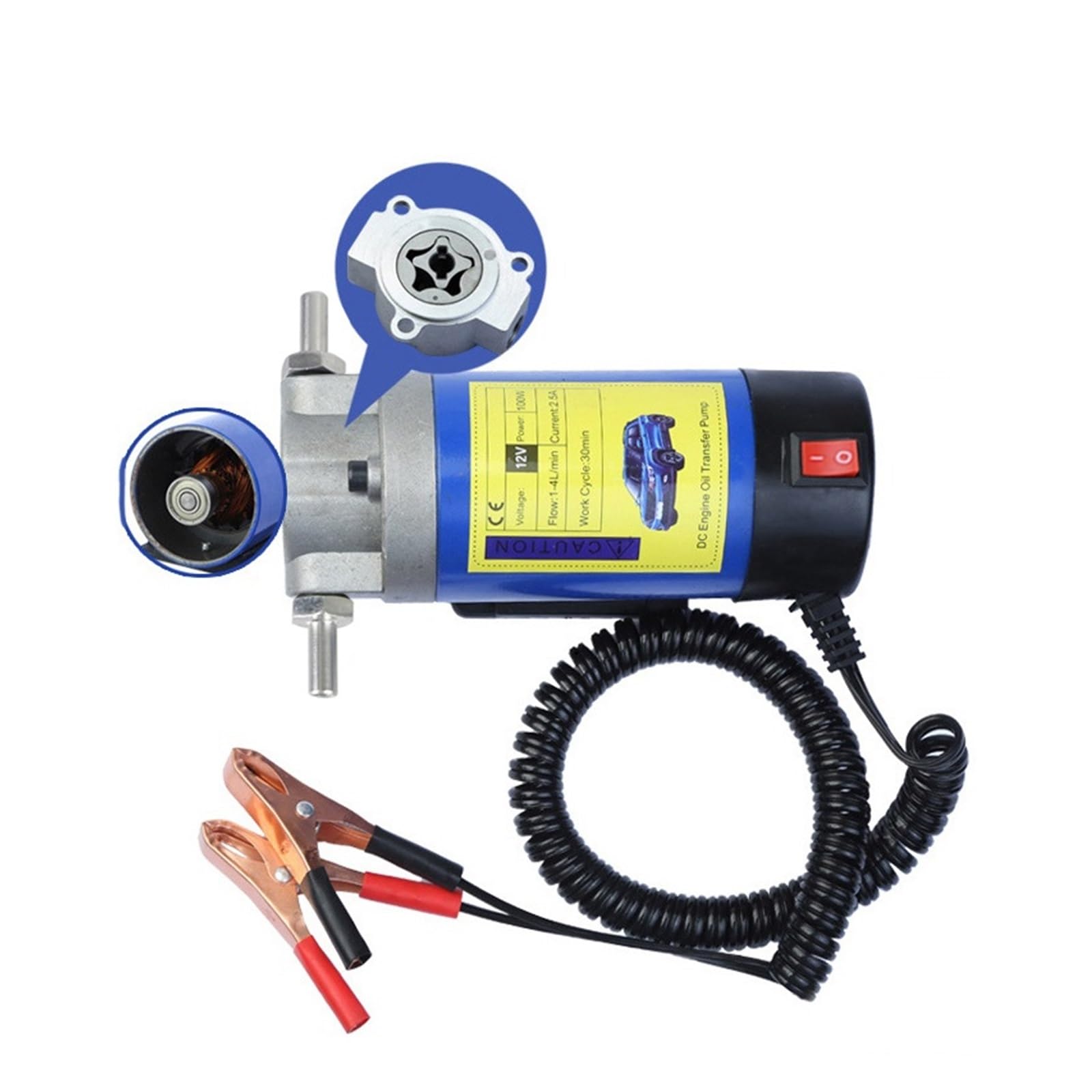 Pompe de transfert d'huile portable 1-4 l/min 12 V/24 V, extracteur fluide, aspiration, changement électrique, pompe à carburant, siphon, outil for voiture, moto, bateau Haut débit(12V)