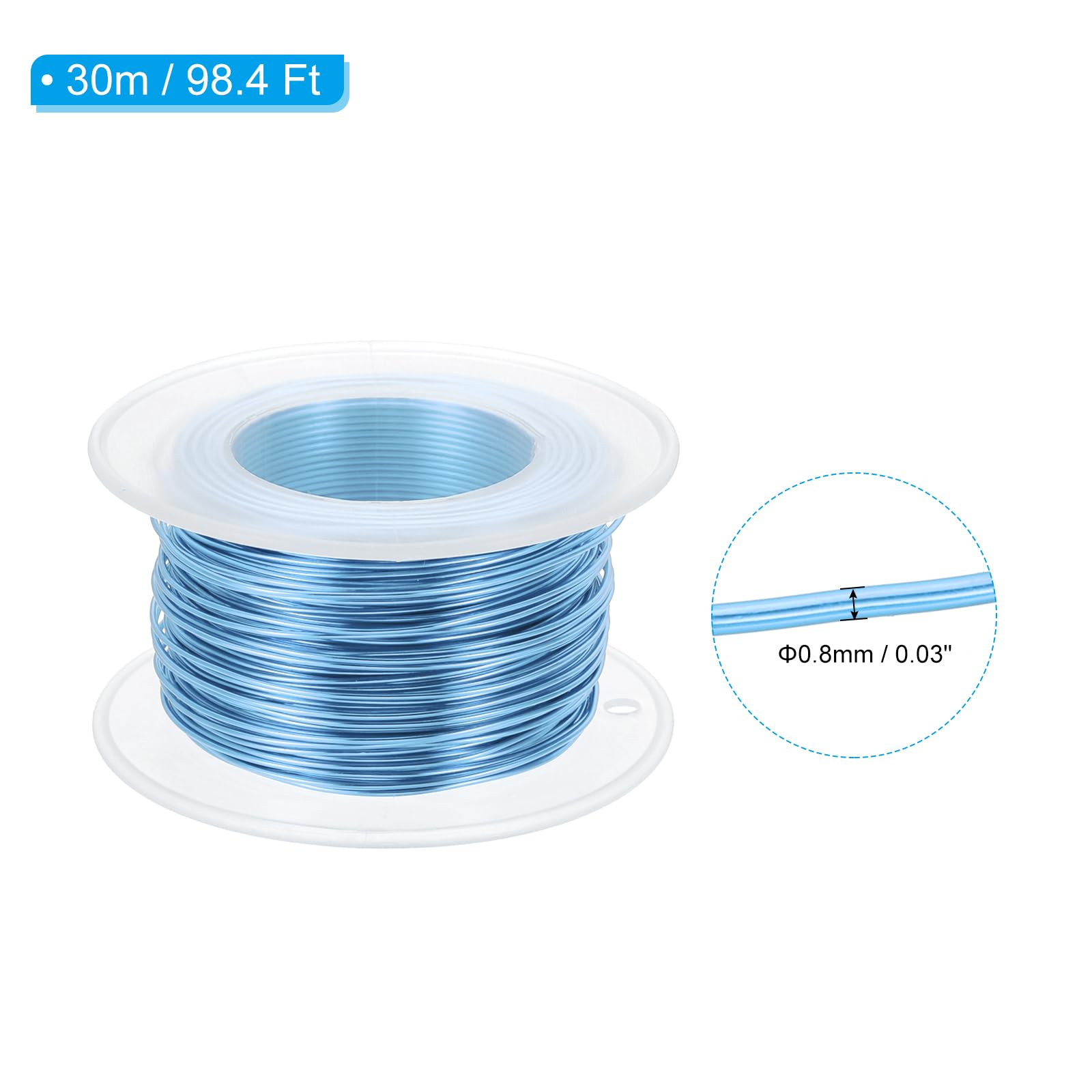 PATIKIL 20 Gauge 0.8mm Aluminum Craft Wire, 98.4 Ft Metal Wire Armature Bendable Wire for Jewelry Making Metal Wrap DIY Steel Blue - Image 2