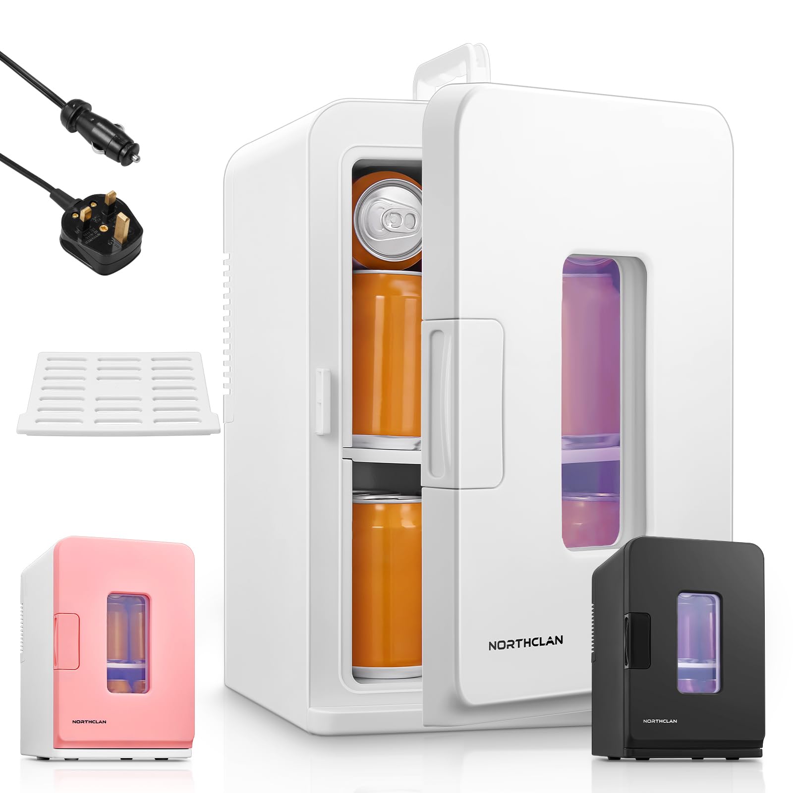 Mini Fridge 15L/21 Cans Mini Fridge for Bedroom, AC+12V DC Power Small Fridge for Car, Office, Travel | Max & ECO Mode, Thermoelectric Cooler and Warmer | for Skincare, Beauty, Drinks | White