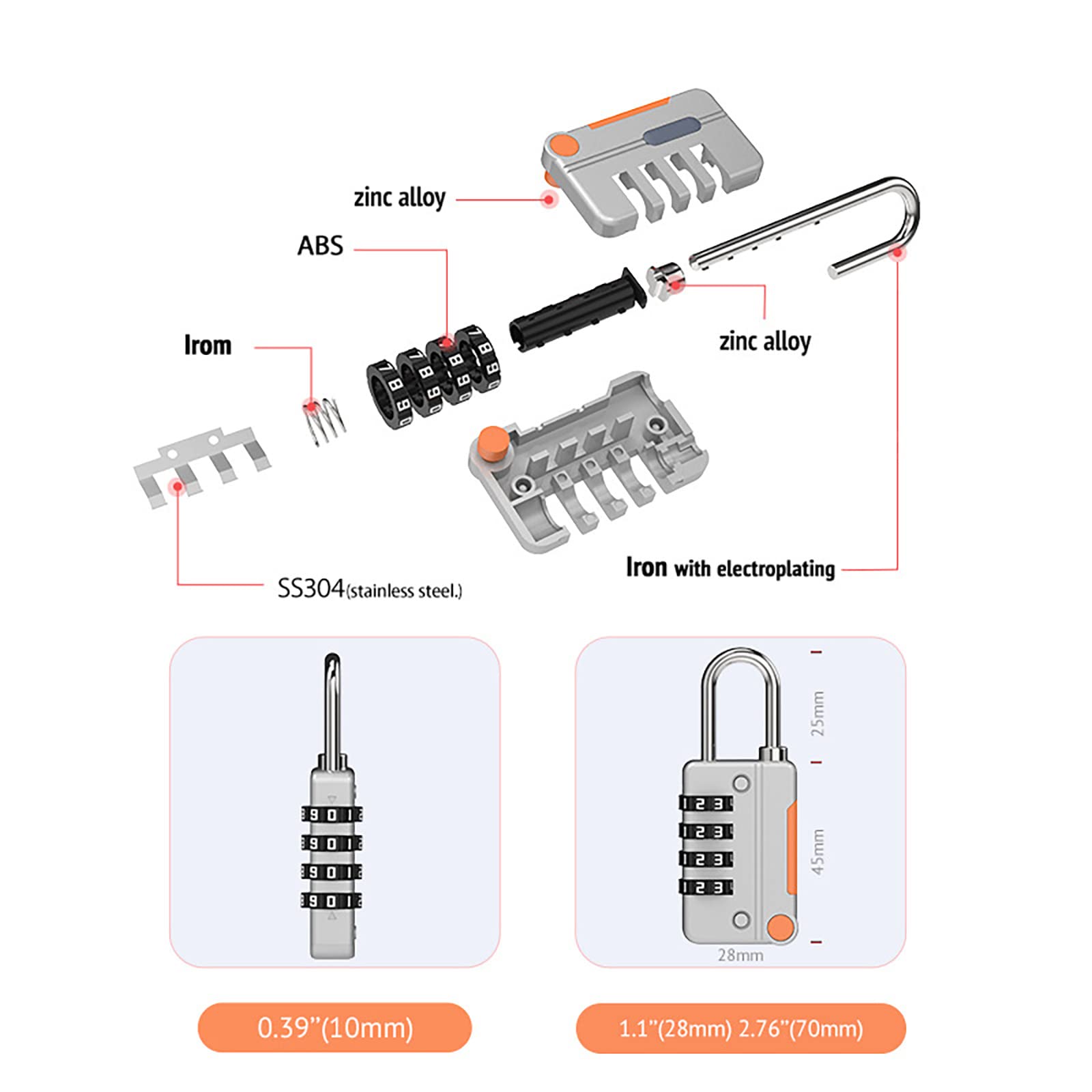 Amazon.co.jp: 南京錠 ダイヤル式 4桁 ロック 鍵 3個セット 防錆 番号 