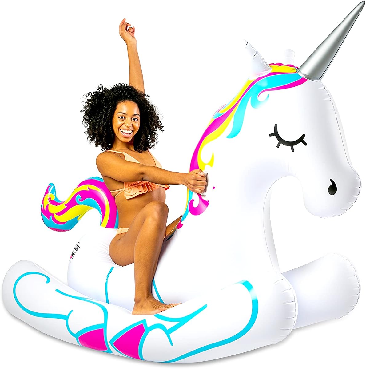 BigMouth Inc. Flotador gigante de unicornio para piscina, juguete inflable para fiesta de verano