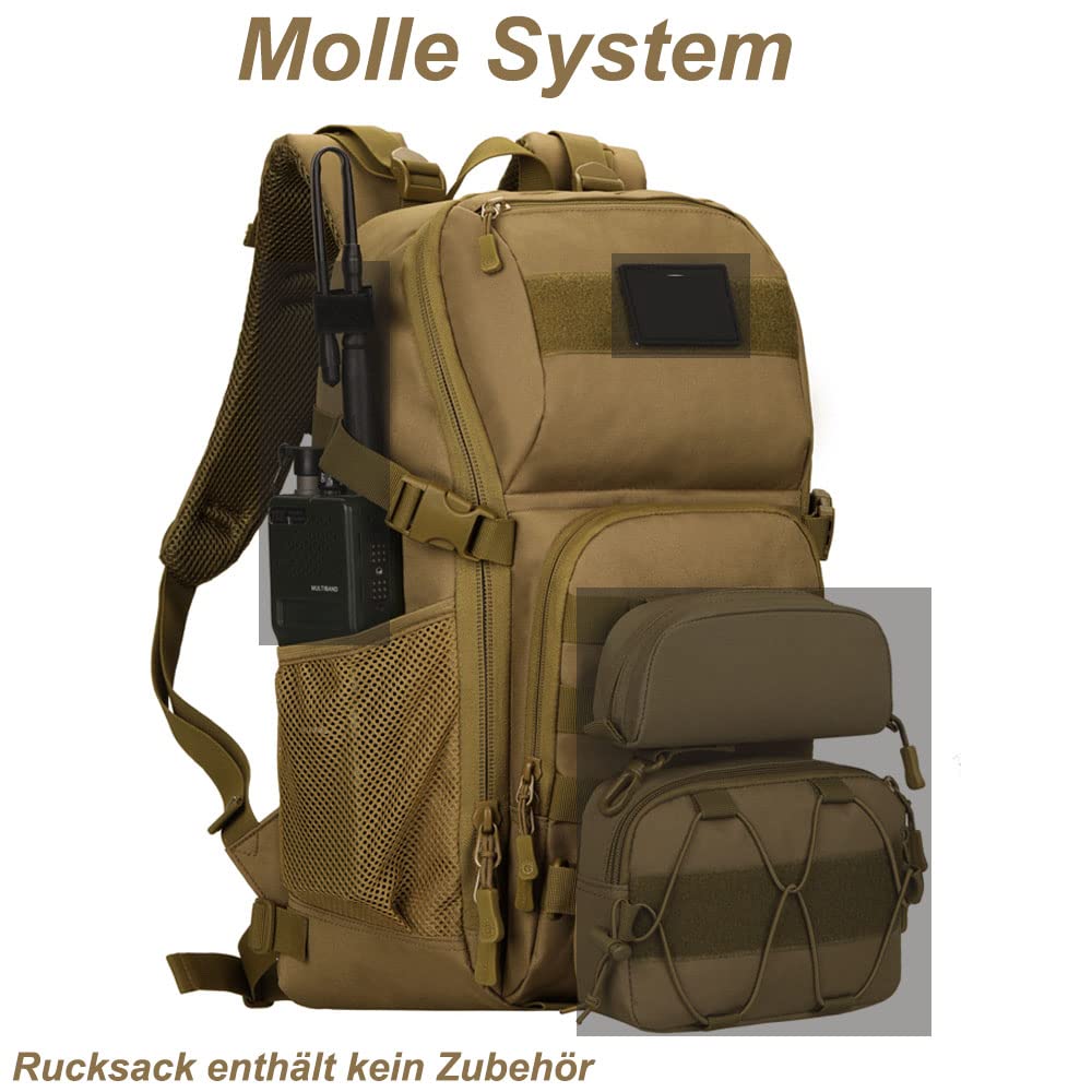 Plecak taktyczny, wojskowy Molle plecak na wędrówki, trekking, outdoor, podróż, wodoodporny, 30 l, zielony, XL