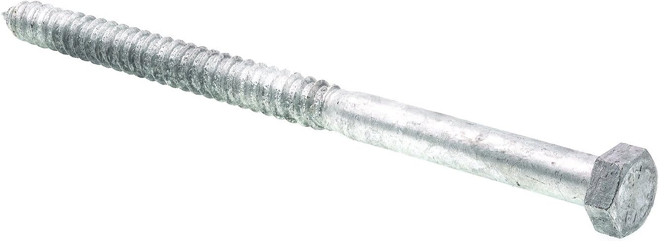Prime-Line 9057586 Hex Lag Screws, 5/8 In. X 10 In, A307 Grade A Hot Dip Galvanized (5 Pack), Zinc