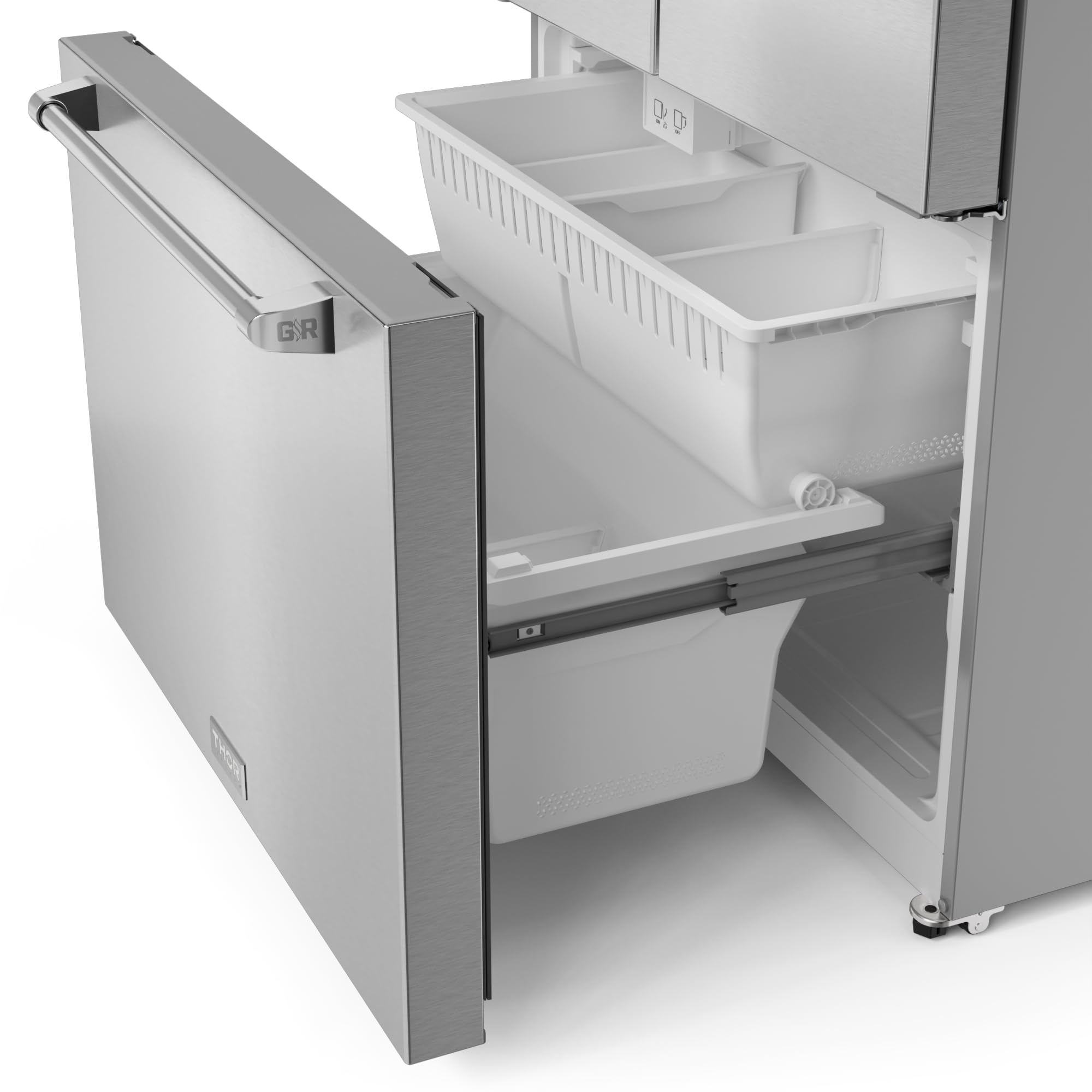 Thor Kitchen Gordon Ramsay 36 Inch 20.3 Cu Ft French Door Counter Depth Refrigerator With Ice Maker In Stainless Steel on Fridge.com - View 2