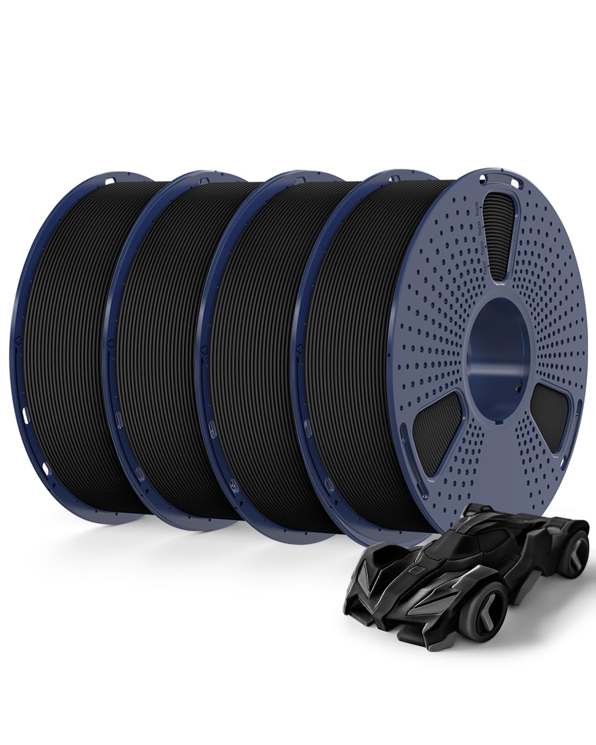 SUNLU Pack 4KG PETG Rápido - Filamento 3D 1.75mm ±0.02mm, Alta Velocidad 30-600mm/s, 4 Bobinas Negras