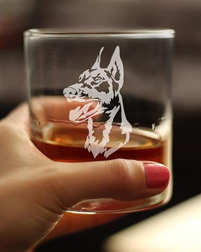 Miniatura 2 de Doberman Face Whisky Rocks - Decoración única con temática de perro y regalos para mamás y papás de Pinscher Dobermans, 10.25 onzas