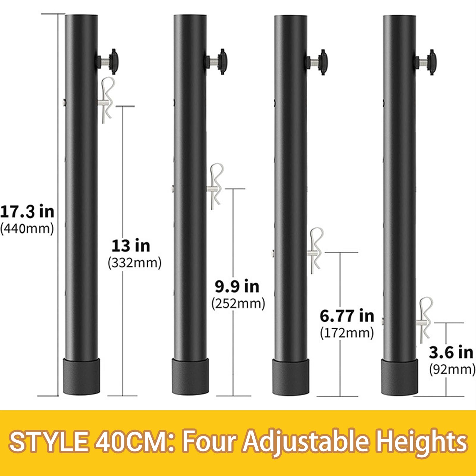 KOVNISE 4Pcs Folding Table Leg Extenders Steel Folding Table Risers Adjustable Height Furniture Risers Desk Height Extender for Straight and Bent Legs (44CM) - Image 2