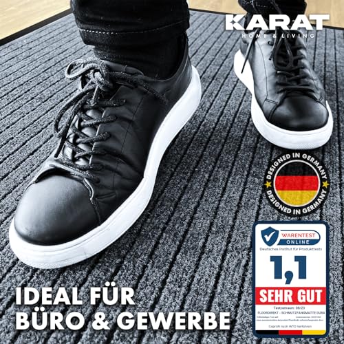 KARAT Schmutzfangmatte Dura - 90 x 120 cm, Anthrazit - Fußmatte mit Rutschfester Rückseite - Türmatte für Eingangsbereich - Fußabtreter, Sauberlaufmatte, Türvorleger