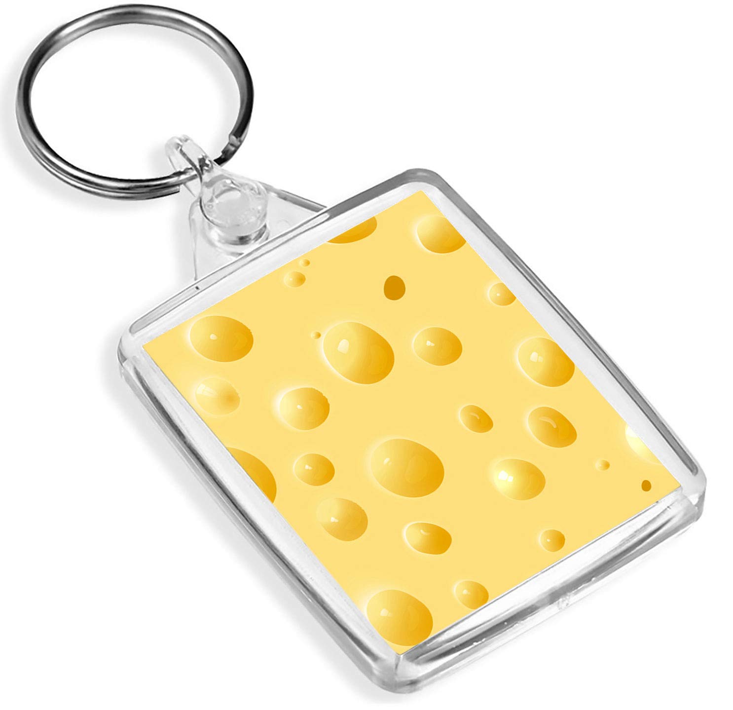 1 x Cheese Cheesy Holes Yellow Food - Keyring - IP02 - Mum Dad Kids #3184