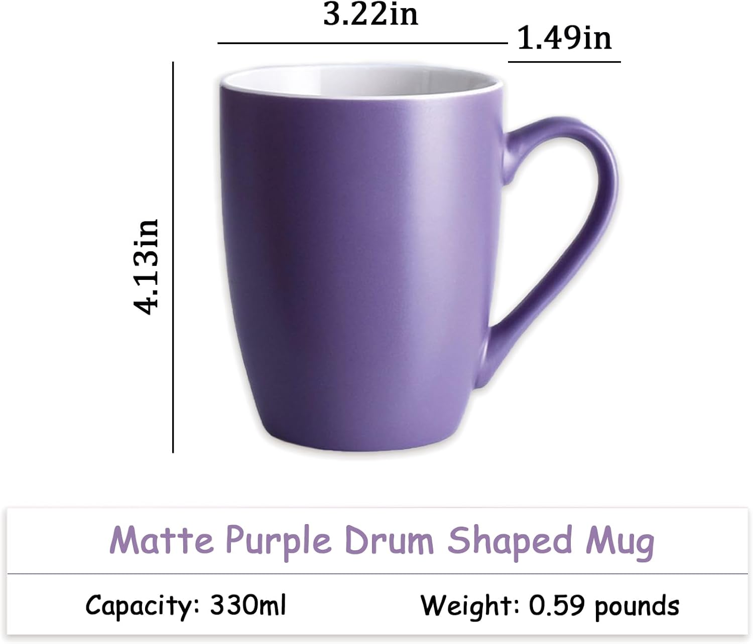 Coffee Mugs Set of 6, 12oz Ceramic Coffee Mugs with Handle, Matte Porcelain Purple Coffee Mug for Latte, Tea, Cocoa, Cappuccino, Cups for Women Men for Home Restaurant Mug (Purple) - Image 3