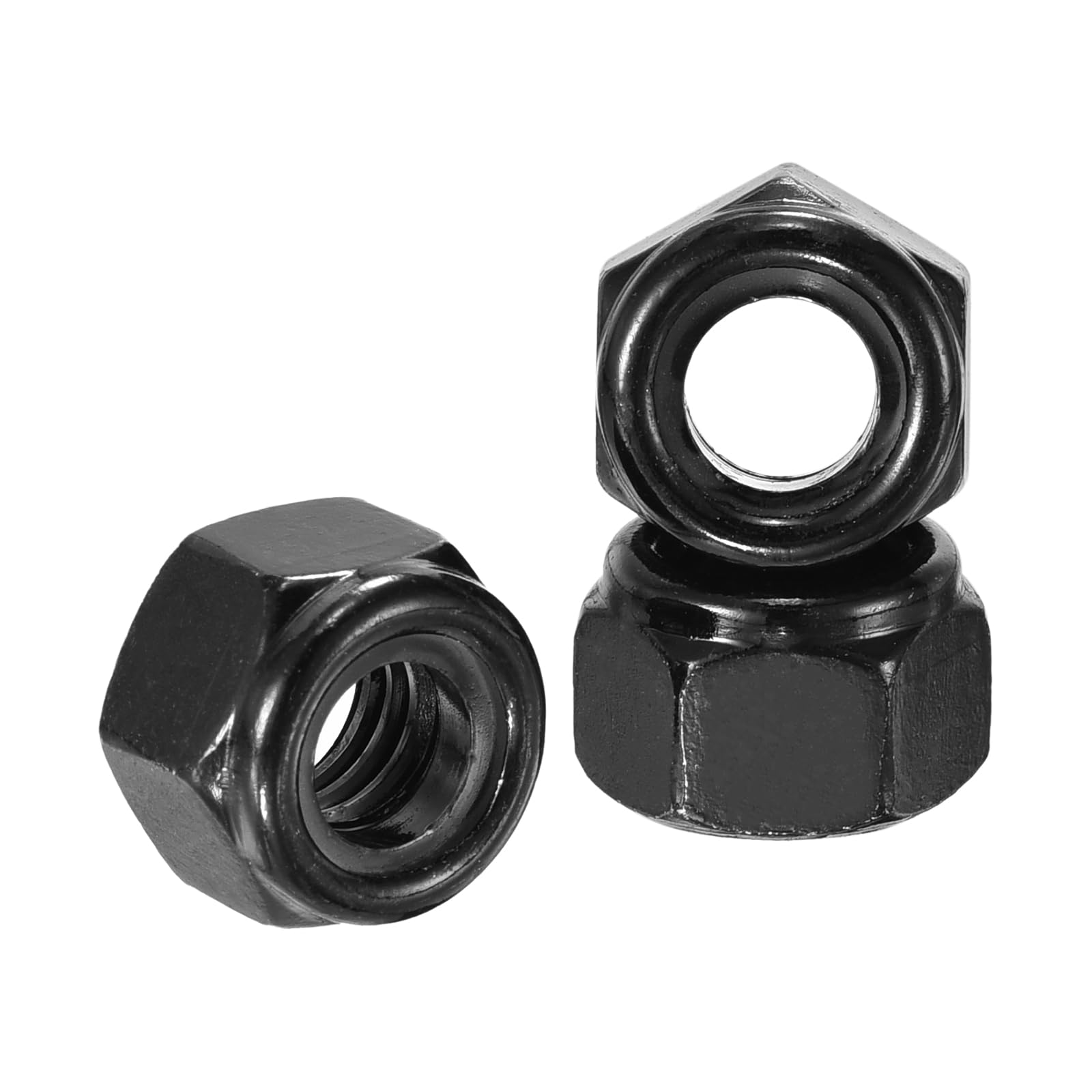 Kozelo 100Pcs Nylon Locking Hex Nuts - [5/16"-18], 304 Stainless Steel Hardware Nuts, Black, for Automotive, Aerospace, Industrial Applications Use