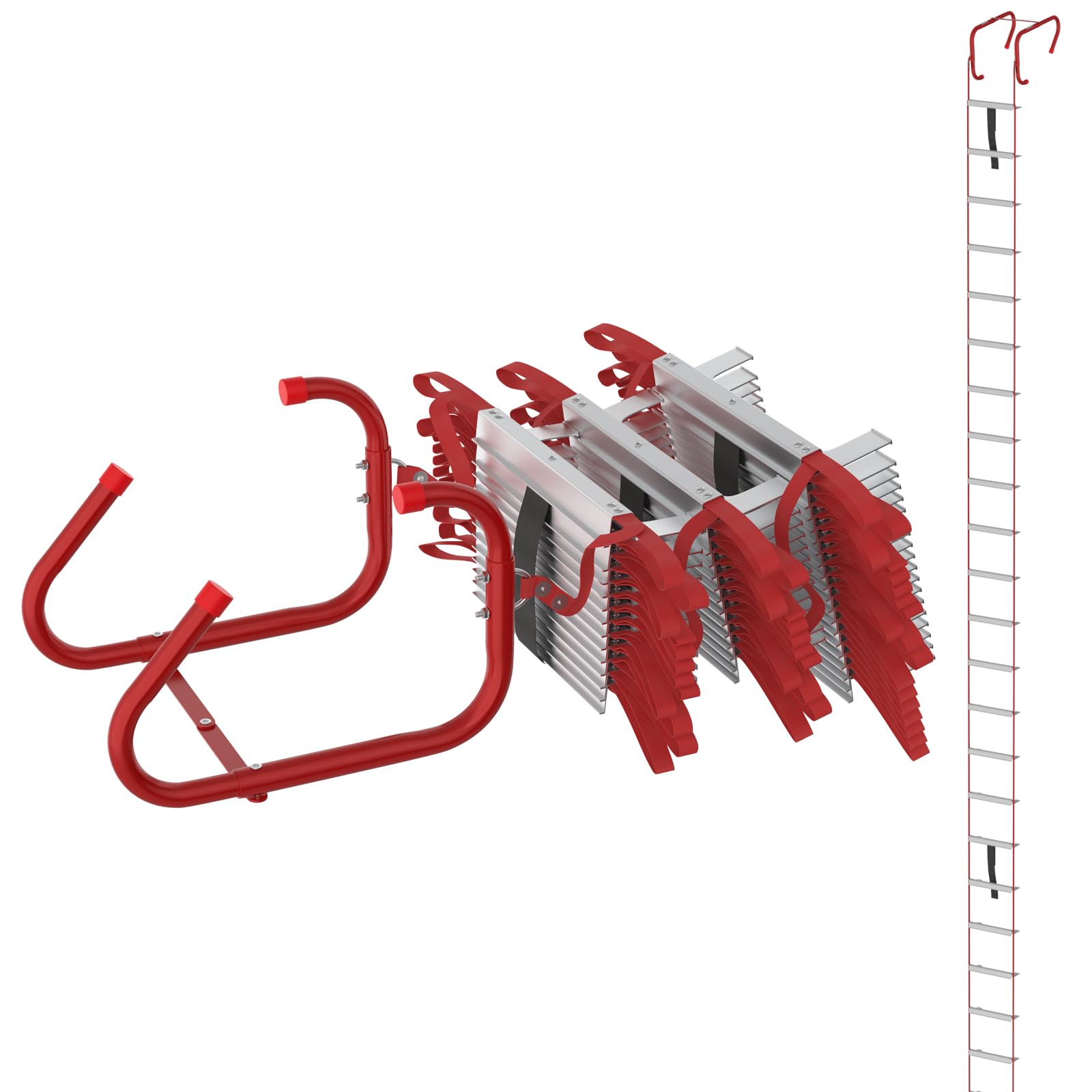 LZQ Feuerleiter Fluchtleiter,Sicherheitsleitern Feuerfeste Rettungsleiter aus Hochfestes Polyester,Max Tragfähigkeit 450 kg,Strickleiter für 2-stöckige Gebäude Balkon Fenster (15 M (45 Stufen))