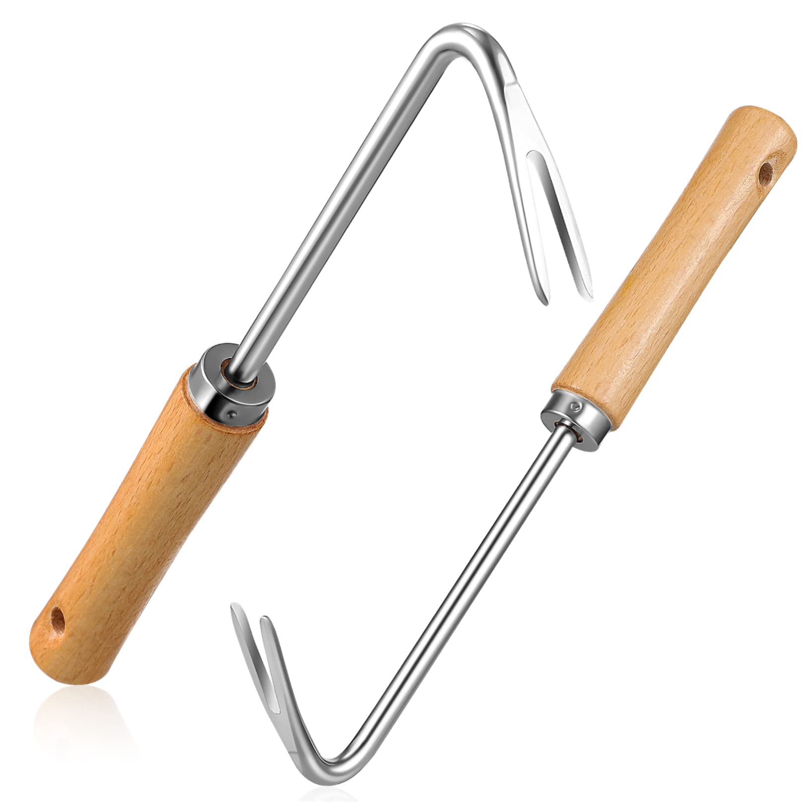TOYANDONA 2 Stück Unkrautstecher mit Holzgriff Gartenwerkzeug für Entfernen von Geeignet für Verschiedene Bodenarten und Wurzelentfernung