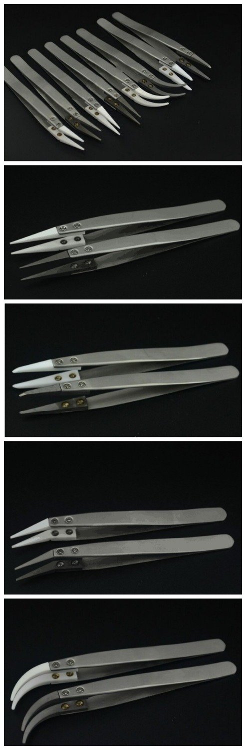 4pcs model Anti-static ceramic removable Repair Heat Resistant stainless steel tweezers pilers
