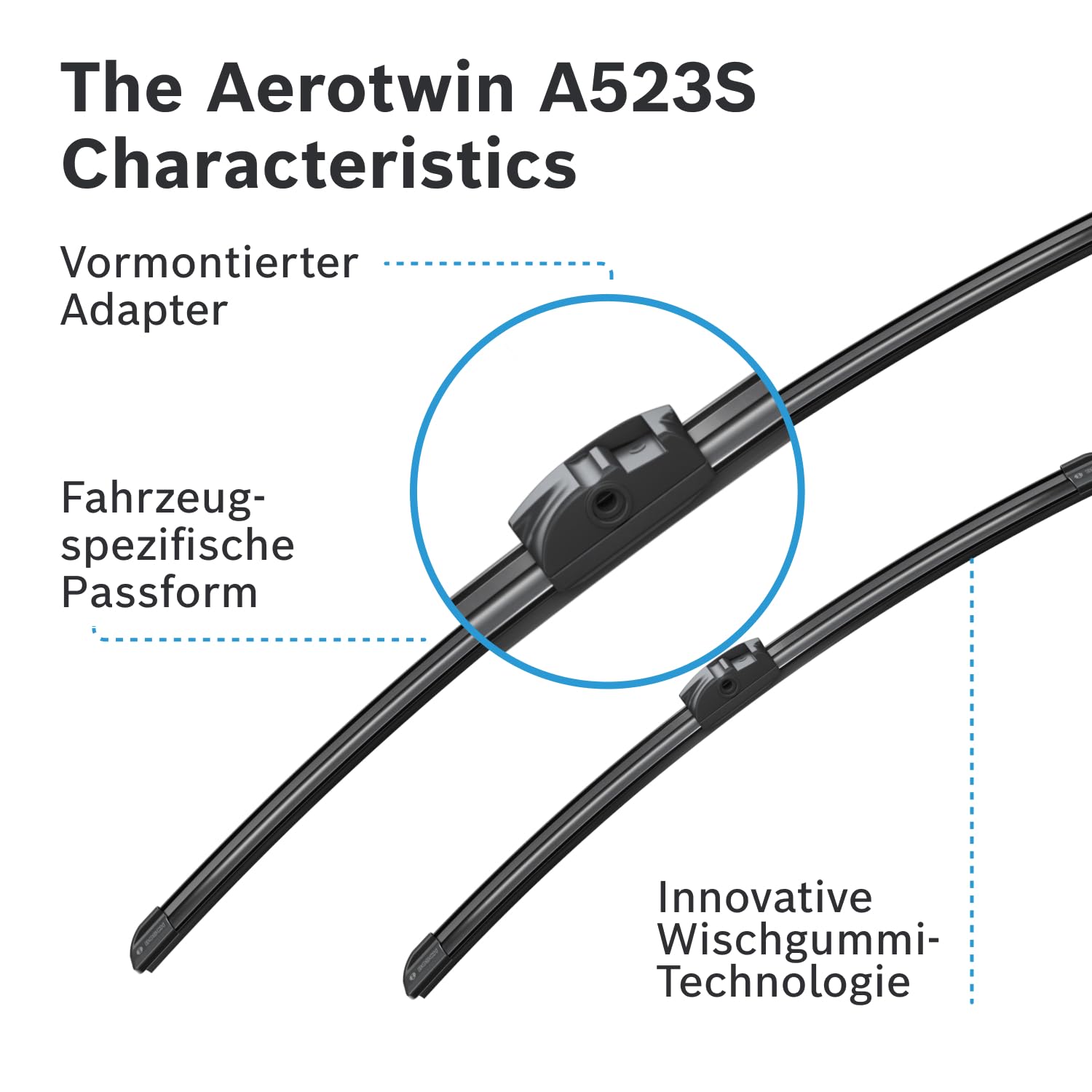 Bosch Scheibenwischer Aerotwin A523S, LŠnge: 650mm/450mm Ð Set fŸr Frontscheibe