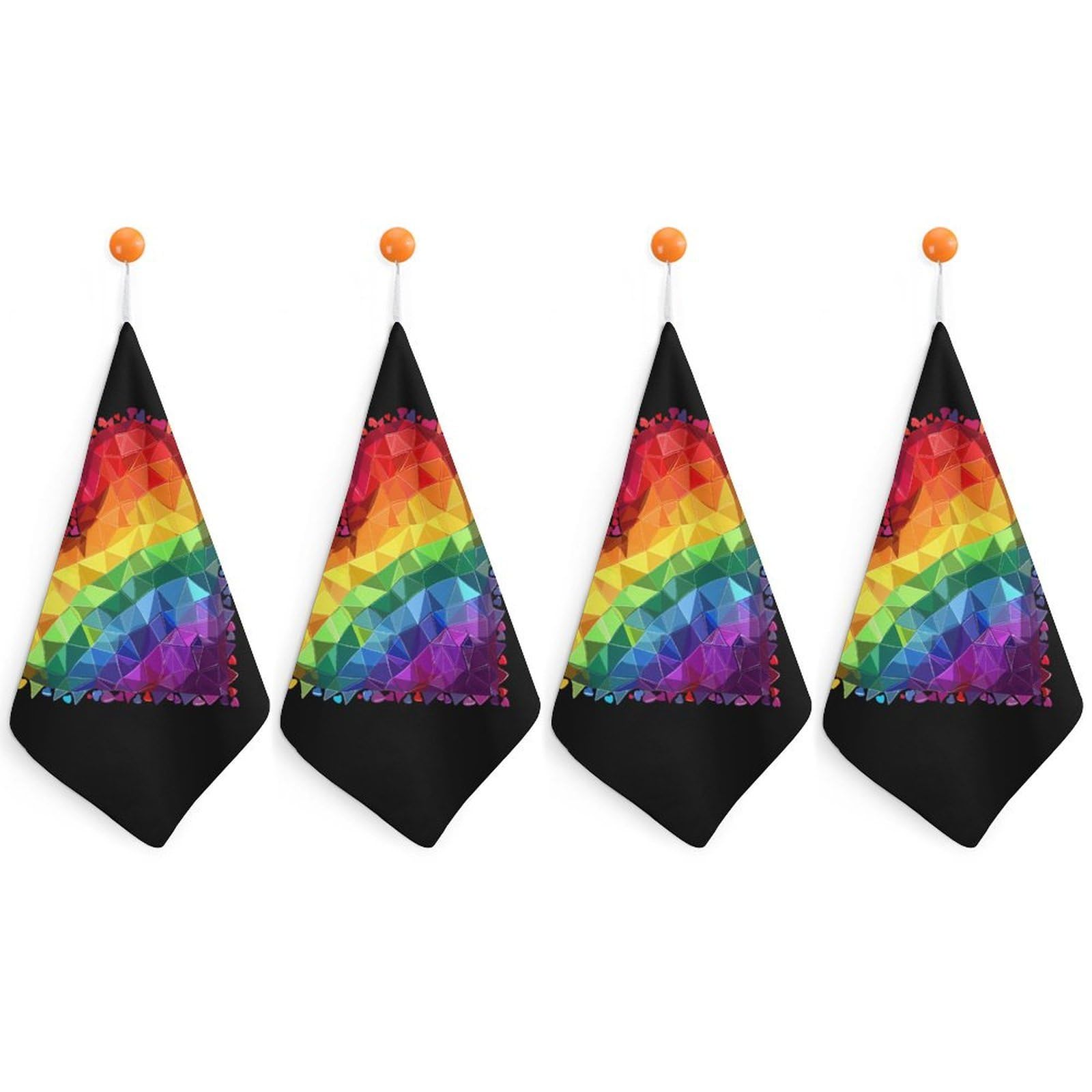 TXFBTRFSA Heart LGBT Proud Rainbow Flag Hand Towels with Hanging Loop Kitchen Towel Handkerchiefs Cleaning Cloths