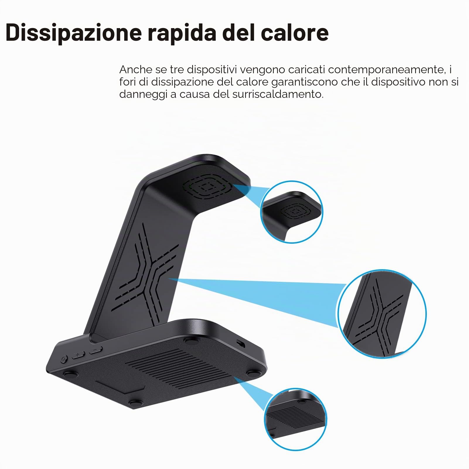 Caricatore Wireless 3 in 1 per Samsung S26 Ultra, Stazione di Ricarica per Samsung S26+/S25 Ultra/S24/S23/Z Flip 7/Z Fold 6, Base Ricarica Wireless per Samsung Galaxy Watch 8/Ultra/7/6/5, Galaxy Buds