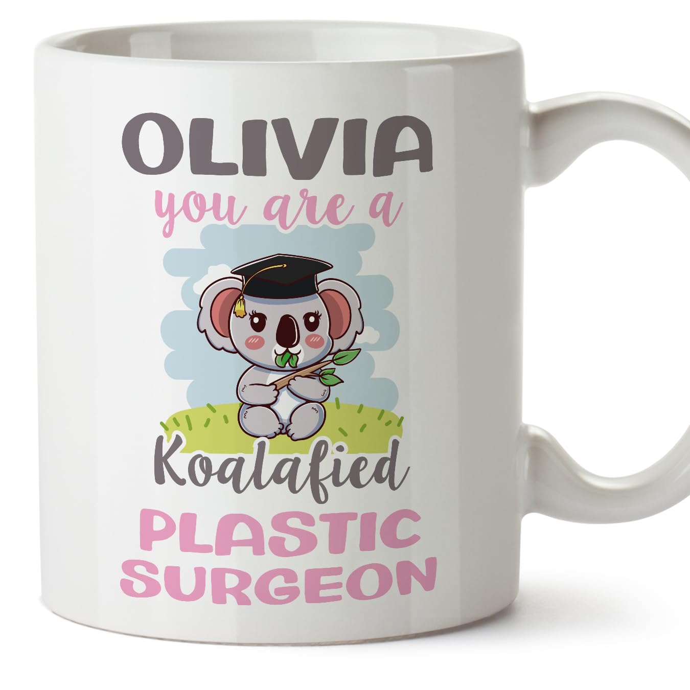 MUGFFINS Personalised Mug for Plastic Surgeon Woman - in English - Custom Koalafied - Funny Custom Gift for Colleagues - Ceramic 11oz Mug — image 1