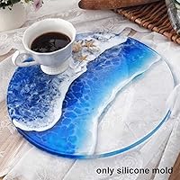 Vista 5 de Round Silicone Molds, 12" Silicone Crystal Epoxy Non Stick Round Tray Mold, Shiny Silicone Tray Board Table Clock Mold for DIY Crafts Home Coaster