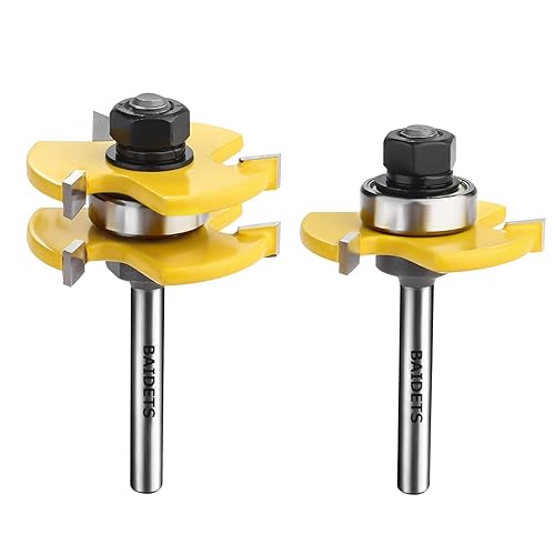 BAIDETS - Juego de 2 brocas de fresado de madera en forma de T ajustable en forma de T de 14 pulgadas, 2 piezas de 14 de pulgada